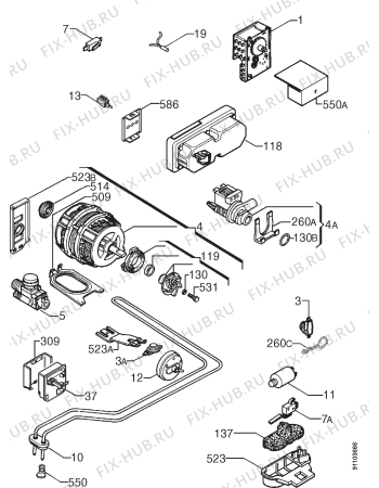 Взрыв-схема посудомоечной машины Zanussi DW6714 - Схема узла Electrical equipment 268